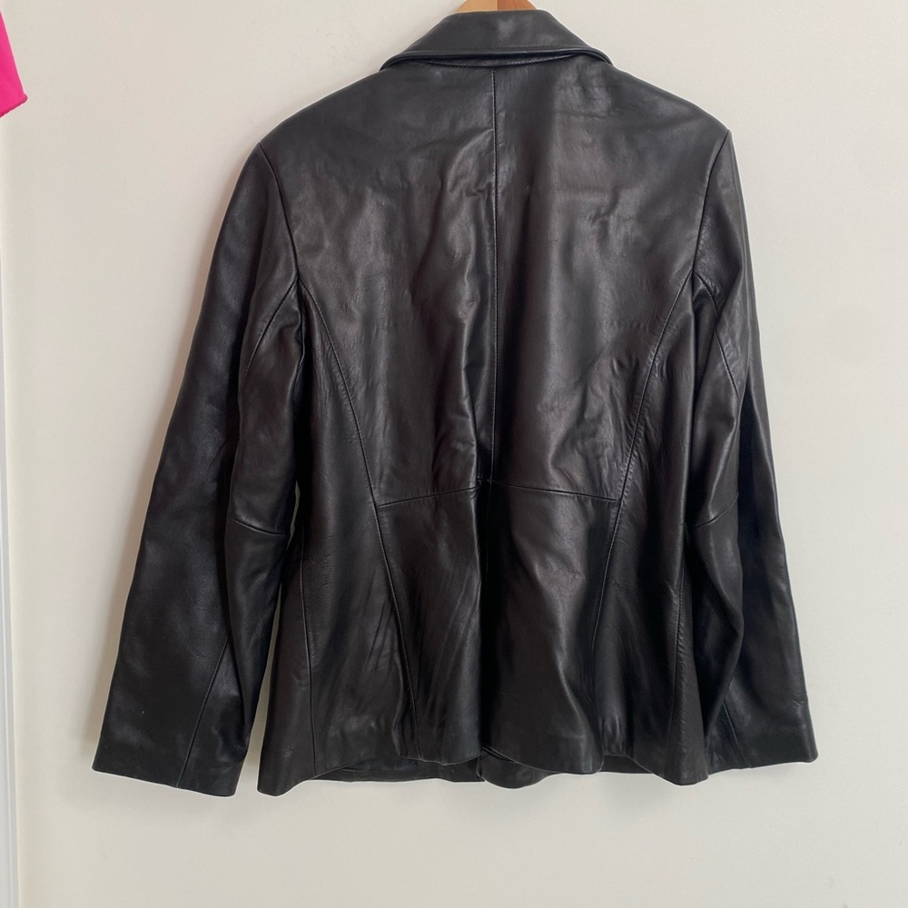 Siena Studio Classic Black Leather Jacket Size 14 - Picture 5 of 6